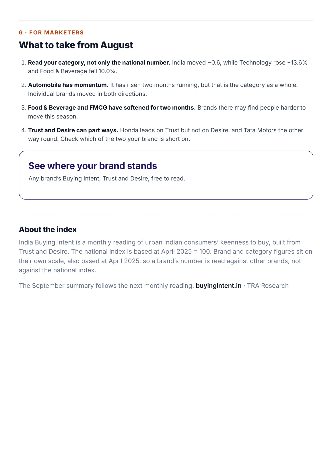 Page 10: what to take from August, and about the index